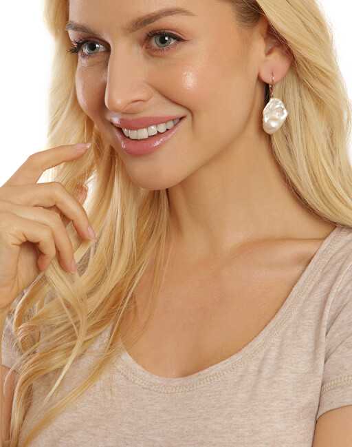 Jwl Luxury Pearls Prabangūs auskarai su tikru baroko perlu JL0688