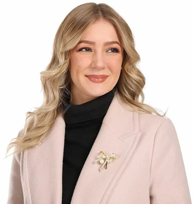Jwl Luxury Pearls Prabangi moteriška sagė su perlais ir cirkoniais - kaspinėlis JL0868