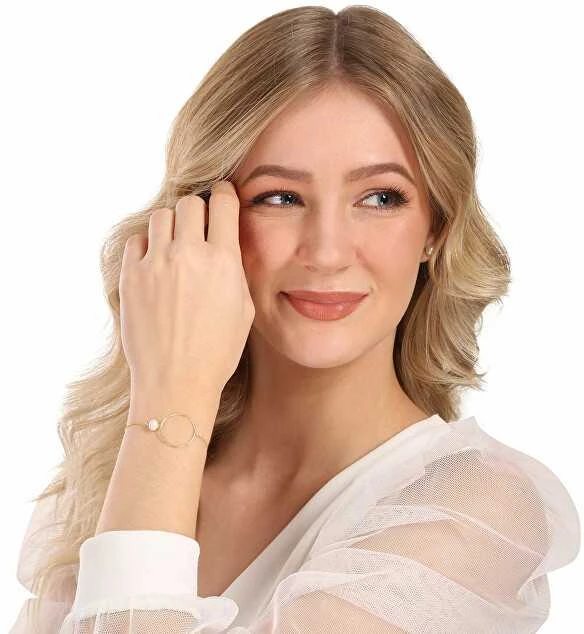 Jwl Luxury Pearls Minimalistinė paauksuota apyrankė su tikrais perlais JL0858