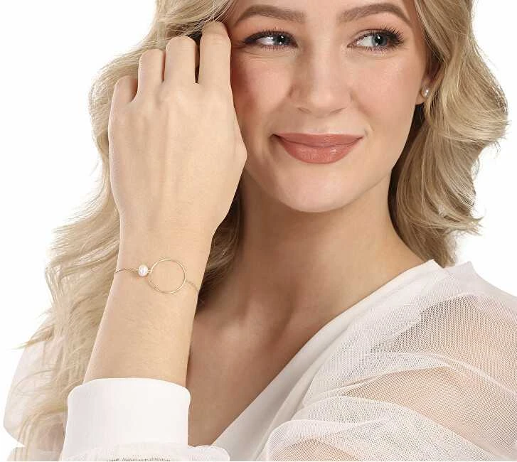 Jwl Luxury Pearls Minimalistinė paauksuota apyrankė su tikrais perlais JL0858