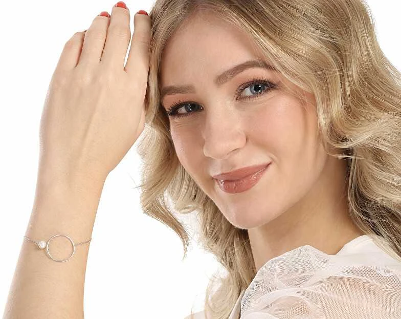 Jwl Luxury Pearls Minimalistinė sidabrinė apyrankė su tikrais perlais JL0859