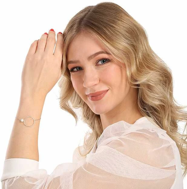 Jwl Luxury Pearls Minimalistinė sidabrinė apyrankė su tikrais perlais JL0859