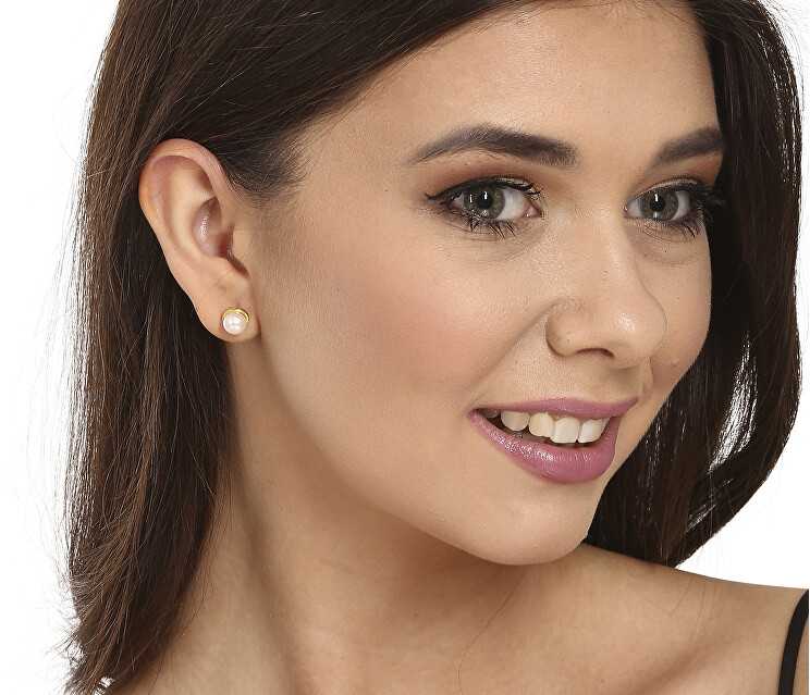 Jwl Luxury Pearls Modernus paauksuotų auskarų rinkinys (1x auskaras, 2x akmeninis auskaras) JL0807
