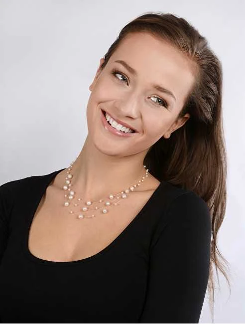Jwl Luxury Pearls Vėrinys iš levituojančių tamsių tikrų perlų JL0325