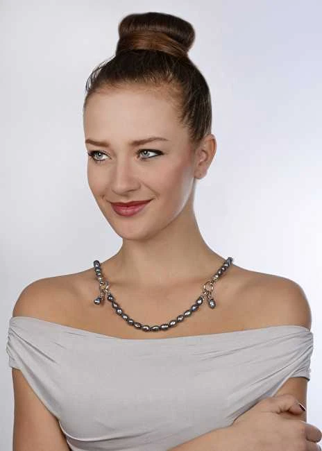 Jwl Luxury Pearls Vėrinys iš tikrų metalo mėlynų perlų JL0561