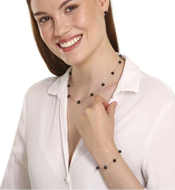 Jwl Luxury Pearls Vėrinys iš subtilių 11 tikrų juodų perlų JL0752