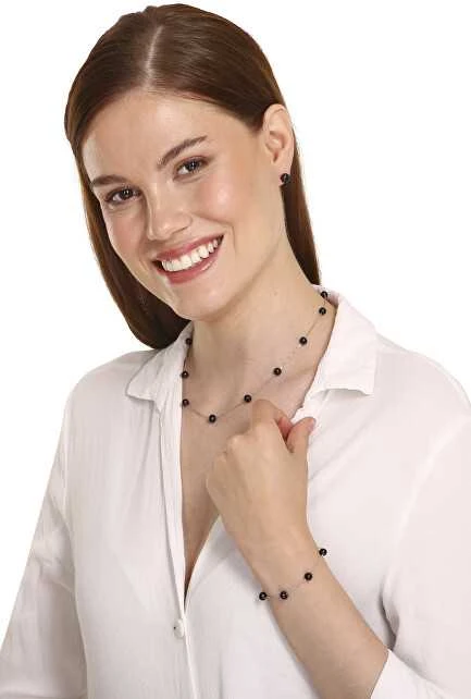 Jwl Luxury Pearls Vėrinys iš subtilių 11 tikrų juodų perlų JL0752