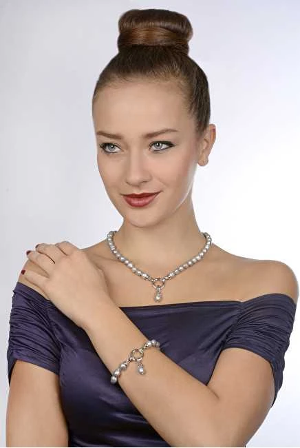 Jwl Luxury Pearls Tikrų pilkų perlų vėrinys JL0557
