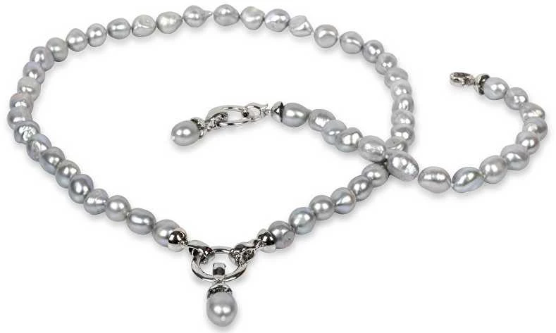 Jwl Luxury Pearls Tikrų pilkų perlų vėrinys JL0557