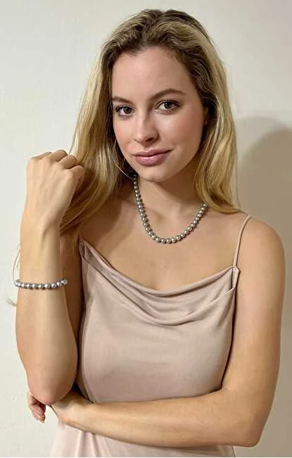 Jwl Luxury Pearls Kaklo papuošalas su tikrais perlais pilkos spalvos JL0288