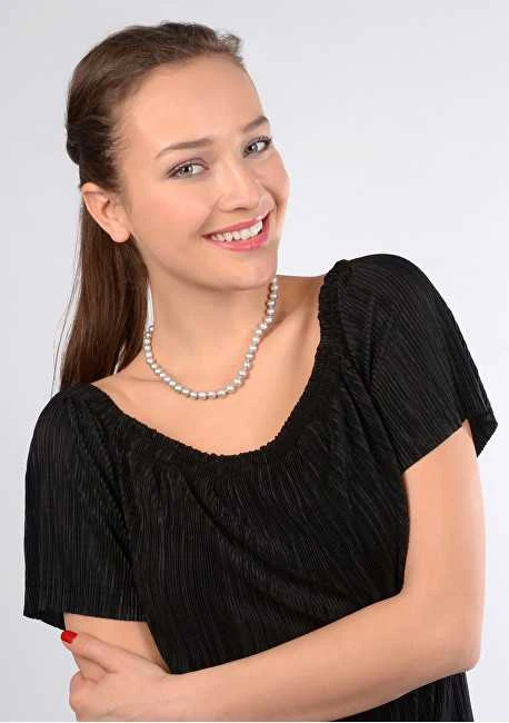 Jwl Luxury Pearls Kaklo papuošalas su tikrais perlais pilkos spalvos JL0288