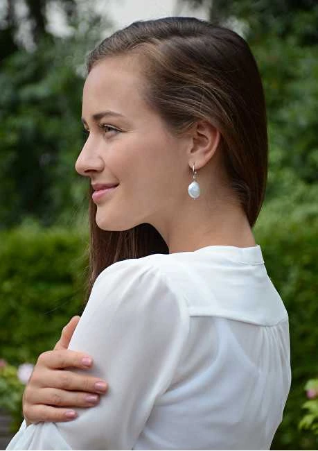 Jwl Luxury Pearls Sidabriniai auskarai su baltu perlu dešine JL0154