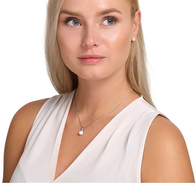 Jwl Luxury Pearls Sidabriniai karoliai su tikru perlu JL0834 (grandinė, pakabukas)