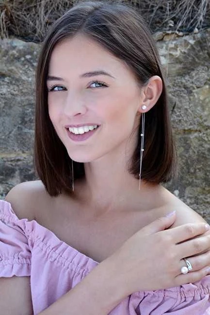 Jwl Luxury Pearls Sidabrinis žiedas su baltu perlu ir skaidriu kristalu JL0432