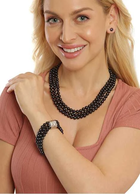 Jwl Luxury Pearls Smeigtukai iš tikrų juodų perlų JL0707