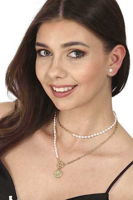Jwl Luxury Pearls Stilingas auksu dengtas karoliai su tikrais upės perlais JL0798