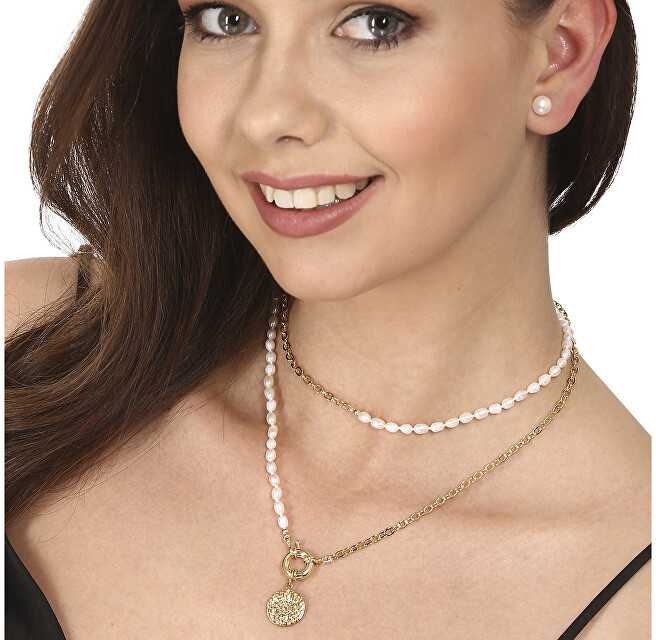 Jwl Luxury Pearls Stilingas auksu dengtas karoliai su tikrais upės perlais JL0798