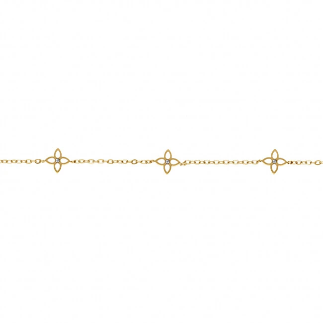 Kalace Delicate auksinis-plated bracelet with baltas flowers SK-B2849-J