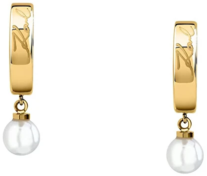 Karl Lagerfeld Gold-plated hoop earrings Pearl KLAYR15