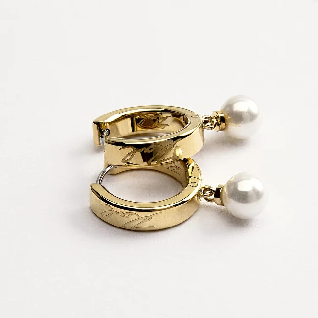 Karl Lagerfeld Gold-plated hoop earrings Pearl KLAYR15