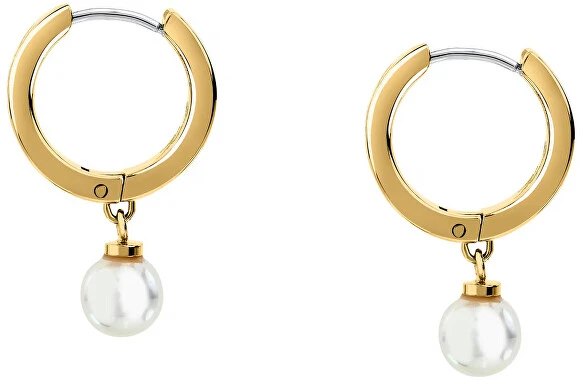 Karl Lagerfeld Gold-plated hoop earrings Pearl KLAYR15