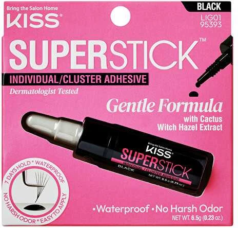 KISS Blakstienų klijai „Super Stick Individual“ (blakstienų gumulėlių klijai) 6,5 g juodi