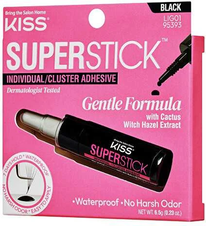 KISS Blakstienų klijai „Super Stick Individual“ (blakstienų gumulėlių klijai) 6,5 g juodi