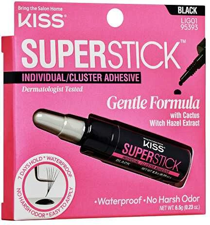 KISS Blakstienų klijai „Super Stick Individual“ (blakstienų gumulėlių klijai) 6,5 g juodi