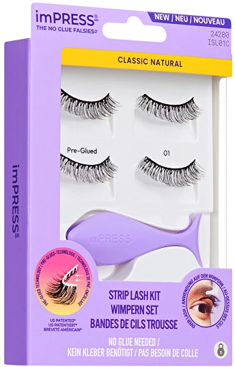 KISS ImPRESS No Glue Strip Lash 01 False Blakstienos