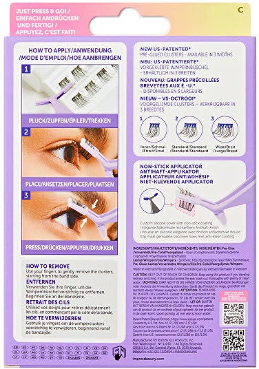 Kiss KISS imPRESS dirbtinės audinės apimties blakstienos, lipnios, 50 kuokštelių