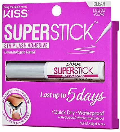 KISS „Super Stick“ 5 dienų ilgalaikio nešiojimo blakstienų klijai (nuimami blakstienų klijai), skaidrūs, 4,8 g