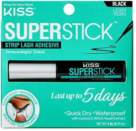 Kiss My Face KISS „Super Stick“ 5 dienų ilgalaikio nešiojimo blakstienų klijai (juosteliniai blakstienų klijai) 4,8 g, juodi