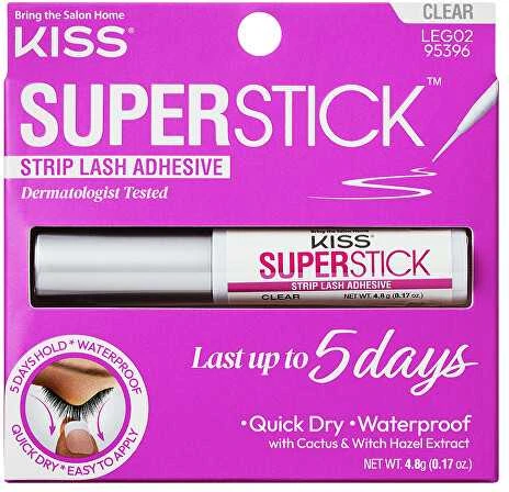 KISS „Super Stick“ 5 dienų ilgalaikio nešiojimo blakstienų klijai (nuimami blakstienų klijai), skaidrūs, 4,8 g
