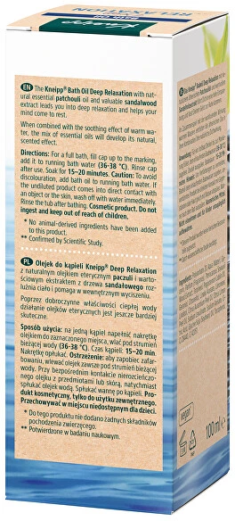 Kneipp Deep Relaxation Bath Oil Unisex vonios aliejus, 100 ml