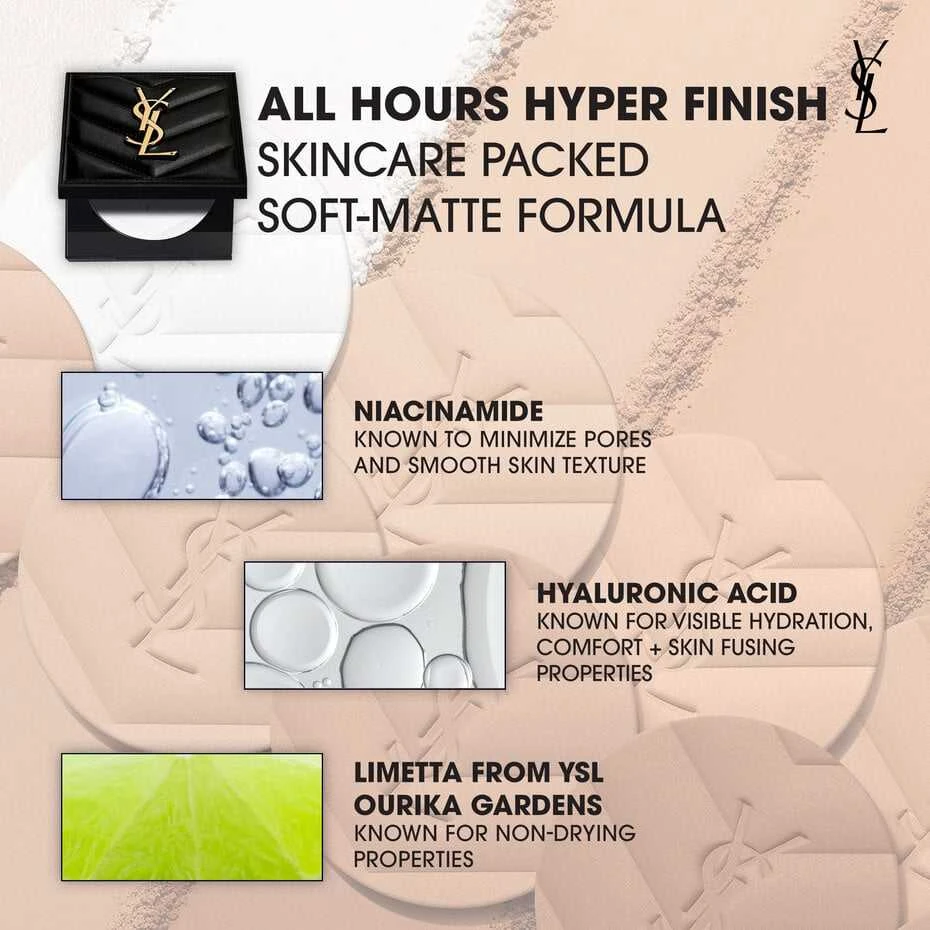 Kompaktinė matinė fiksuojamoji pudra Yves Saint Laurent All Hours Hyper Finish Powder | spalva: 02, 7.5 g