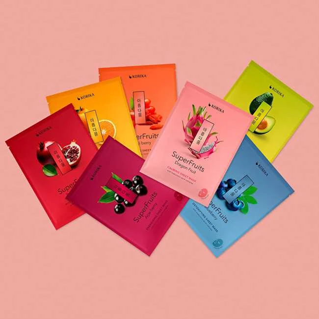 Korika Gift set of Superfruits sheet masks 7 × 25 g