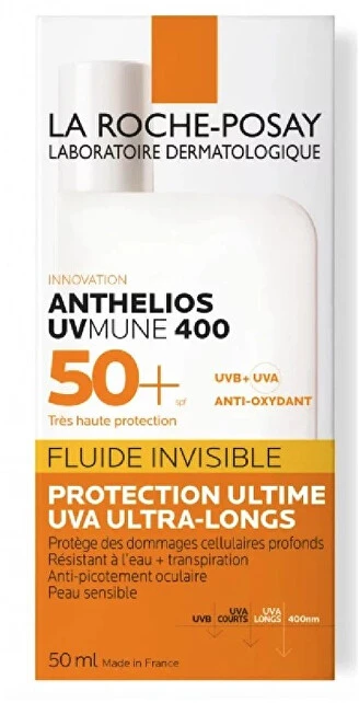 La Roche-Posay Anthelios UVMUNE 400 Invisible Fluid SPF 50+ apsauginis kremas nuo saulės jautriai odai, 50 ml