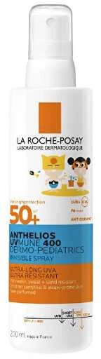 La Roche-Posay La Roche Uvmune 400 Anthelios Dermo-Pediatrics Invisible Purškiklis SPF 50 apsauginis purškiklis nuo saulės jautriai odai, 200 ml