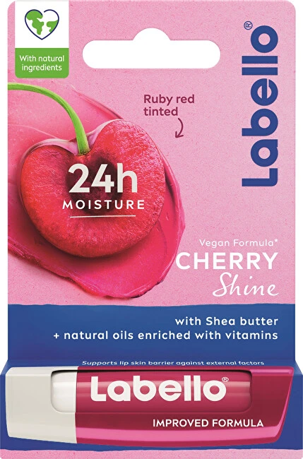 Labello Cherry Shine 24h Moisture Lūpų balzamas Lūpų balzamas moterims, 4,8 g