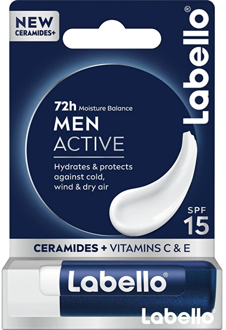 Labello Men Active 24h Moisture Lūpų balzamas Lūpų balzamas vyrams, 4,8 g