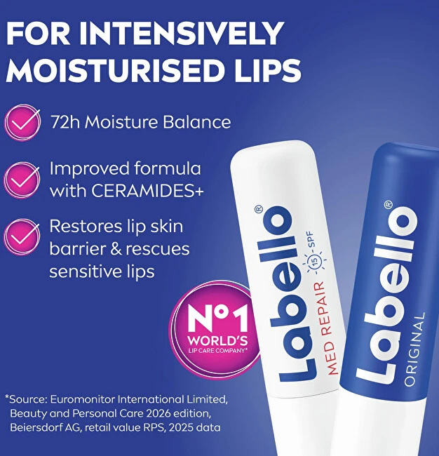 Labello Original + Med Repair Lūpų balzamas unisex, 4,8 g