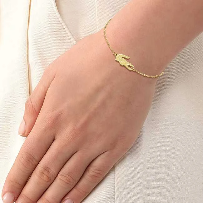 Lacoste Prabangi, paauksuota moteriška apyrankė su krokodilo cirkoniu 2040047