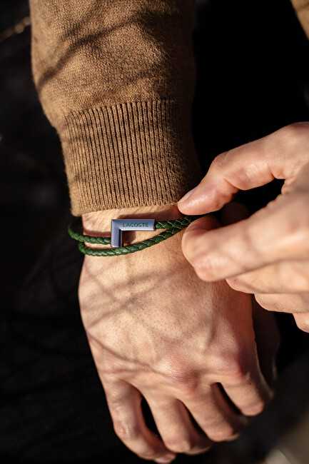 Lacoste Žalia odinė apyrankė Swarm 2040151