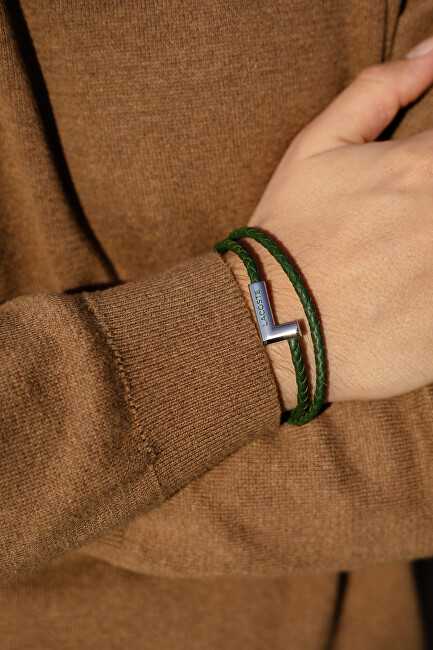 Lacoste Žalia odinė apyrankė Swarm 2040151