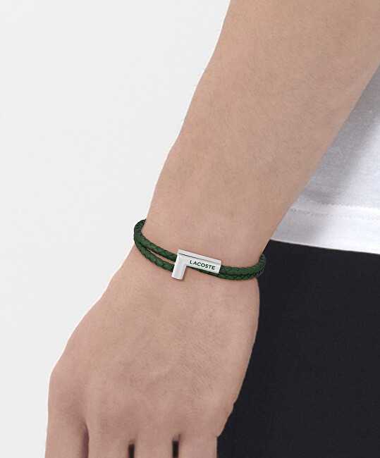 Lacoste Žalia odinė apyrankė Swarm 2040151