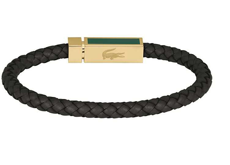 Lacoste Juoda odinė apyrankė vyrams Rockel 2040451