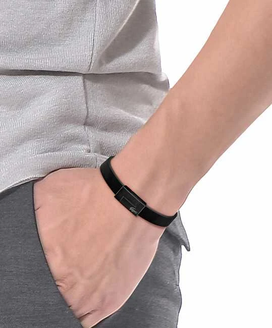 Lacoste Traveler juoda odinė apyrankė 2040073