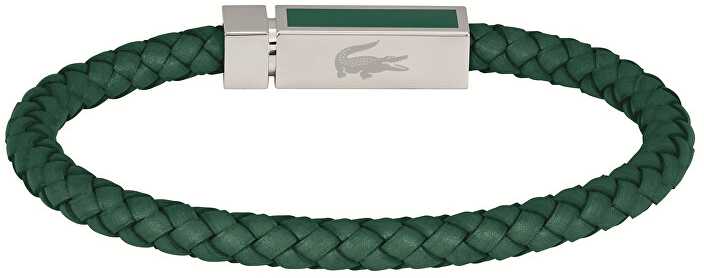 Lacoste Žalia odinė vyriška apyrankė Rockel 2040449