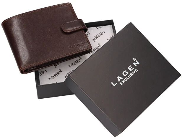 Lagen Men's leather wallet E-1036/T D.BRN