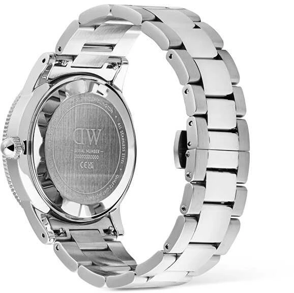 Laikrodis Daniel Wellington Ikoninis GMT 40 Link šlifuoto sidabro spalvos rėmelis DW00100922